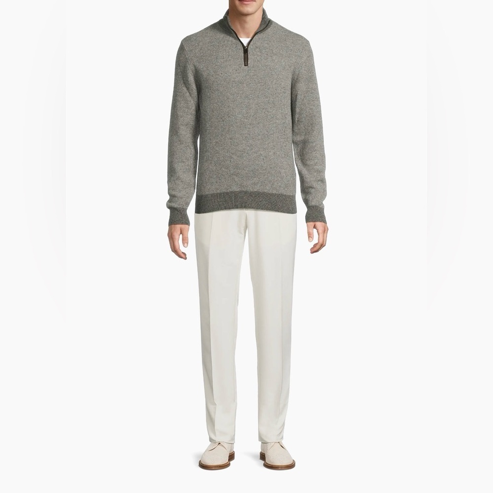 Ralph Lauren Purple Label Birdseye Cashmere Quarter Zip Slim Fit Sweater Sz S